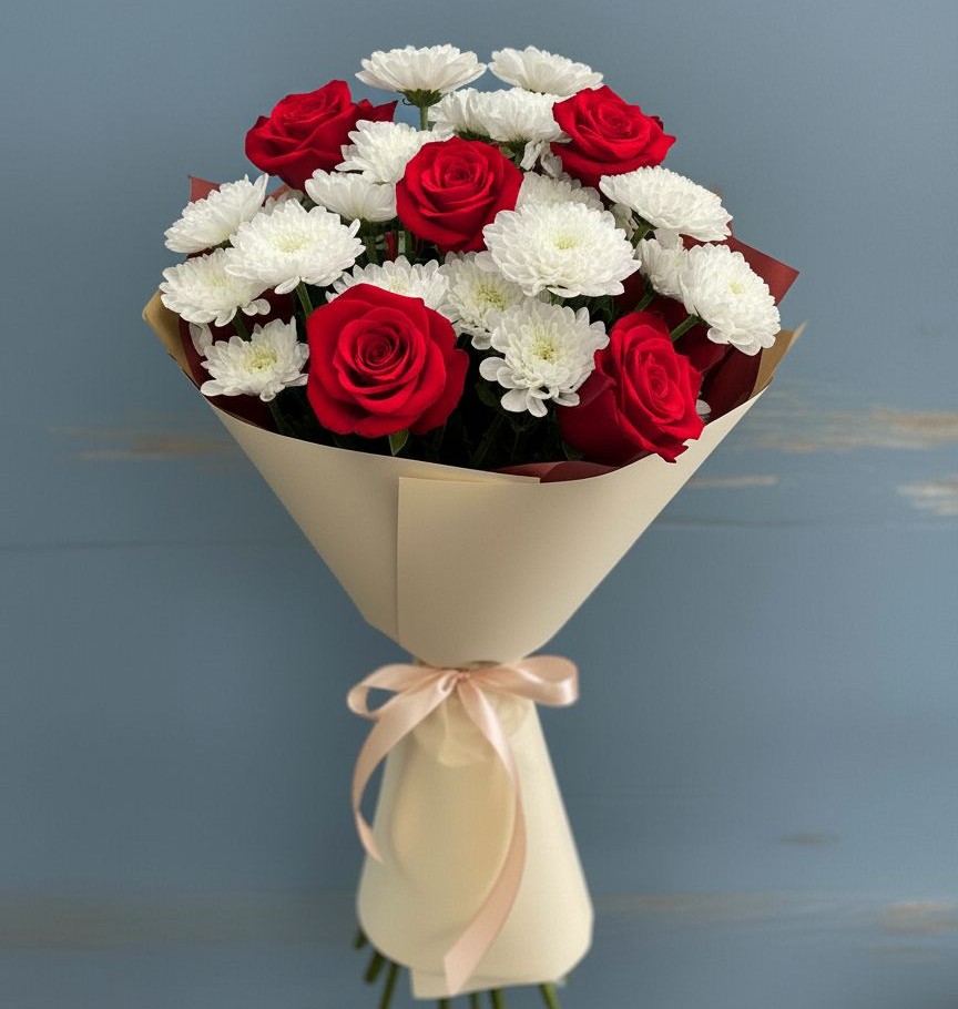 Букет цветов из: Розы и Хризантемы в Дыгулыбгее