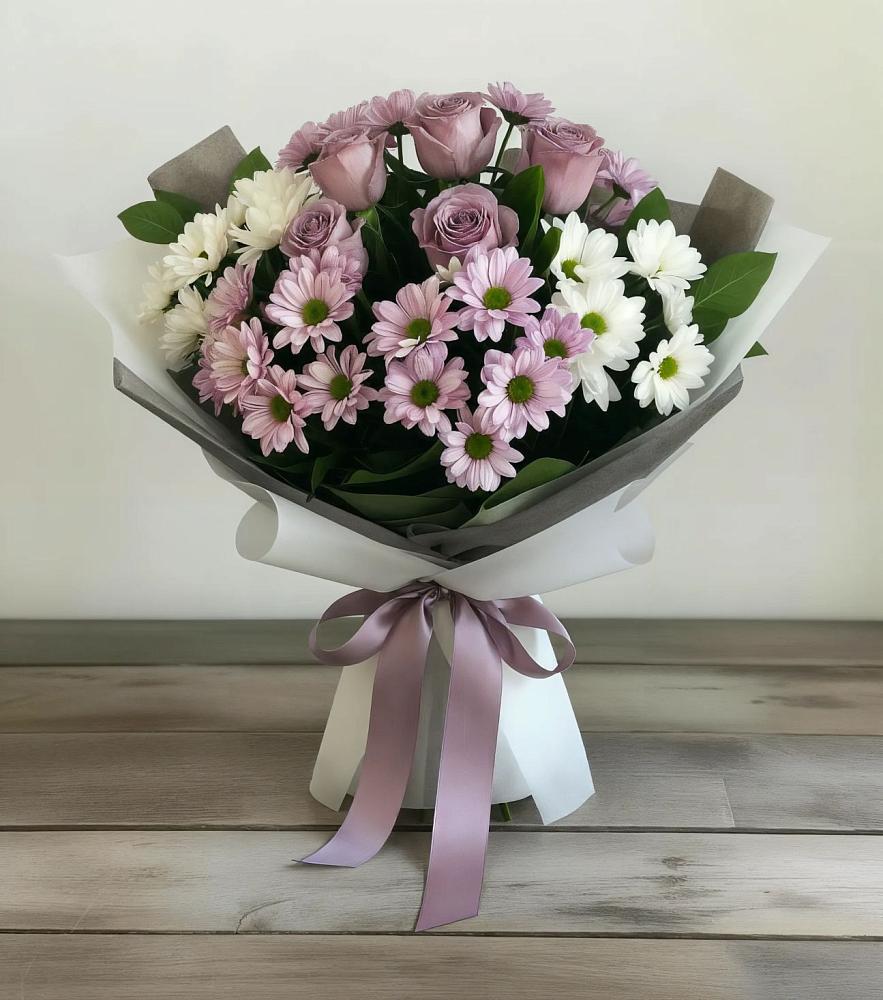 Букет цветов из: Хризантемы и Розы в Дыгулыбгее