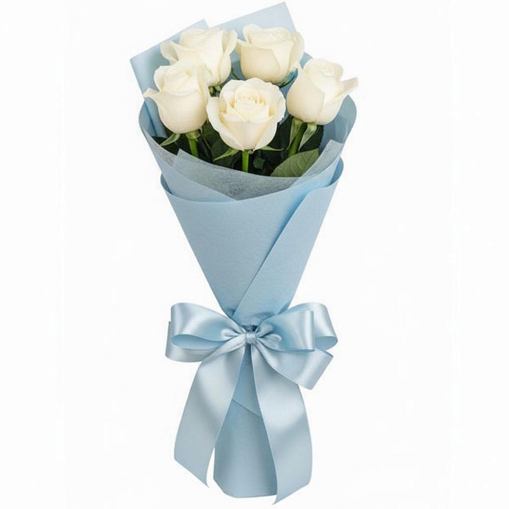 Букет 5 Белых роз Проуд в Дыгулыбгее