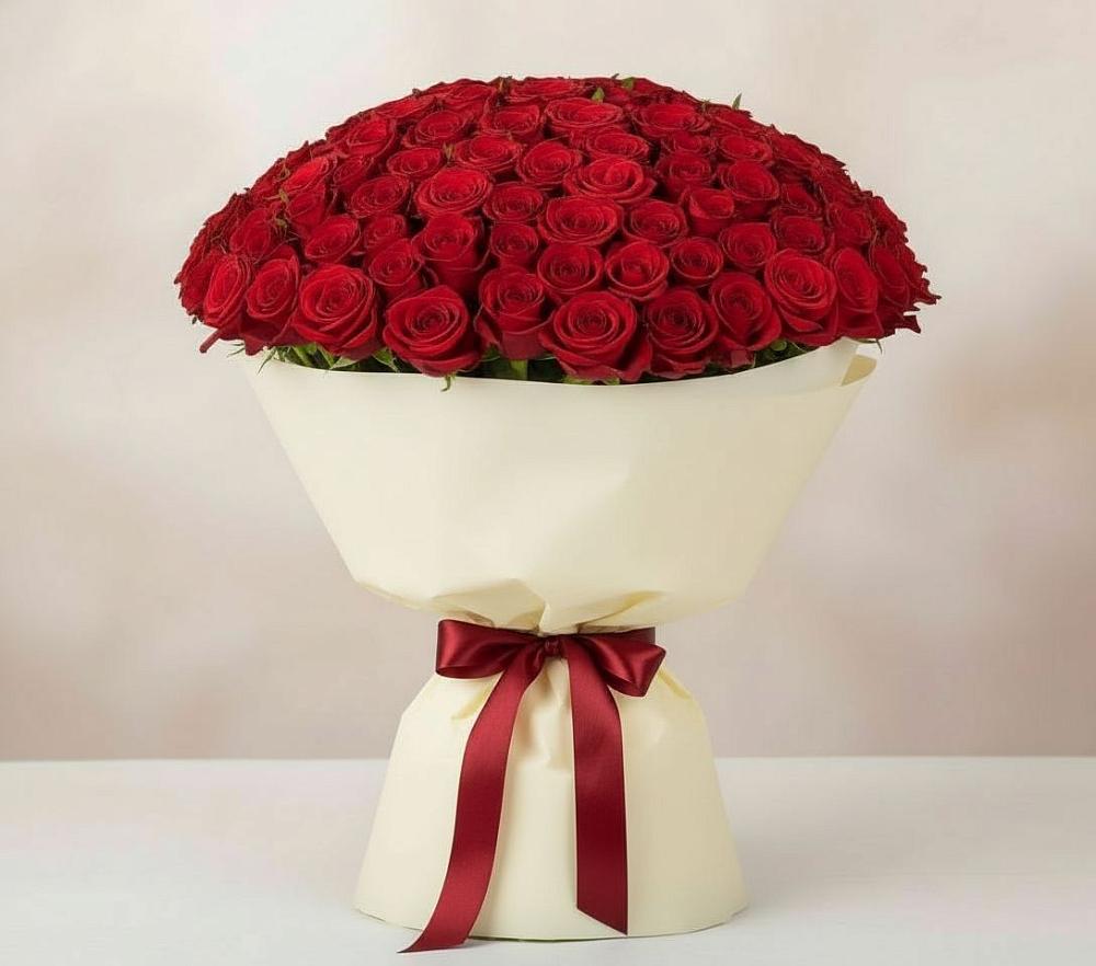 Букет 101 Красная роза Милано в Дыгулыбгее