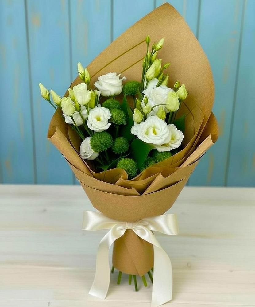 Букет цветов из: Хризантемы и Лизиантусы в Дыгулыбгее