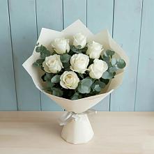 Букет Белые розы в Эвкалипте в Дыгулыбгее