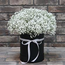 Цветочная композиция из Гипсофила в шляпной коробке в Дыгулыбгее