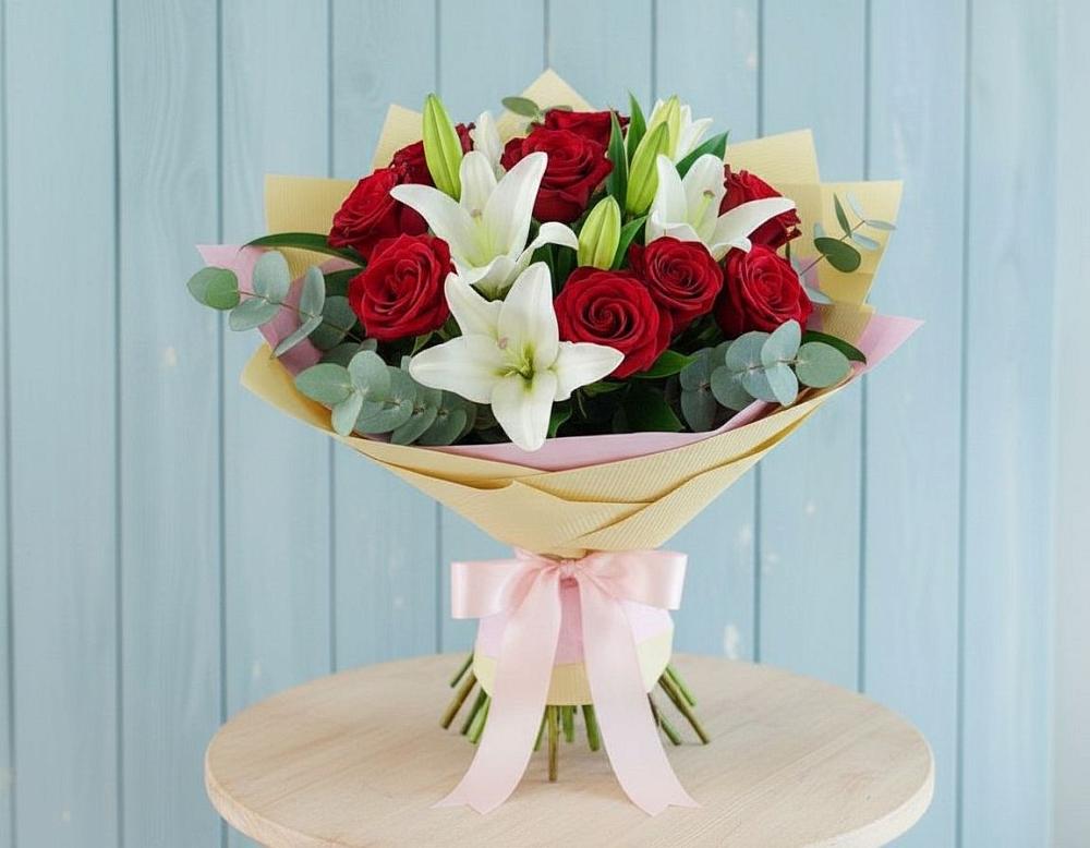 Букет цветов из: Лилии и Розы в Дыгулыбгее